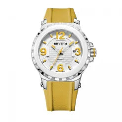 Rhythm F1505R04 Yellow Silicone Band Ladies Watch