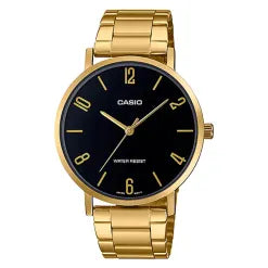 Casio MTP-VT01G-1B2 Golden Chain Black Dial Mens Gift Watch