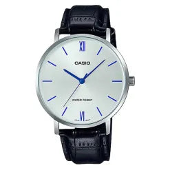 Casio MTP-VT01L-7B1 Black Leather Silver Dial Men’s Watch