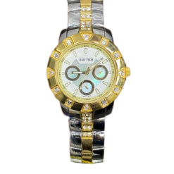 Rhythm F1101S04 Golden Multi Dial Classical Watch For Ladies