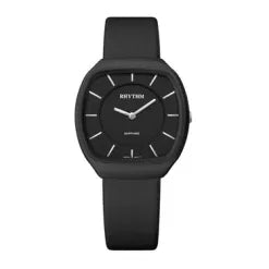 Rhythm C1302L02 Black Leather Analog Dial Ladies Wrist Watch
